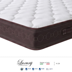 "Salerno" H24 cm 80x200 guanciale Memory OMAGGIO, a molle insacchettate indipendenti ,7 zone a portanza differenziata arrotolato