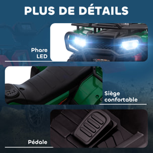 Quad électrique enfant 12V 2 moteurs vitesse 2-4Km/h effets lumineux sonores vert