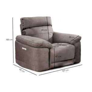 Fauteuil relaxation motorisé en tissu - 3 coloris - LAURIE