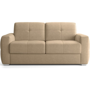 Canapé capitonné convertible 3 places en tissu chenille - ouverture express - CASSIAN