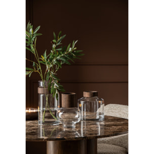 J-Line vase - verre - marron foncé/transparent