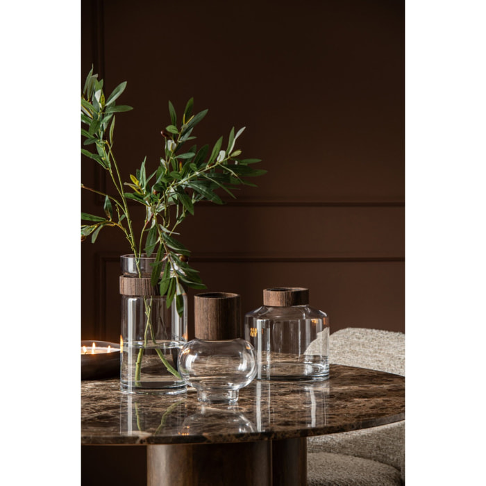 J-Line vase - verre - marron foncé/transparent
