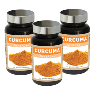 NUTRI EXPERT - Curcuma Synergy + - Maintien la santé des articulations, os et cartilages - Enrichi en minéraux Antioxydants - Contribue à la formation de collagène - Vegan - Lot de 3 produits