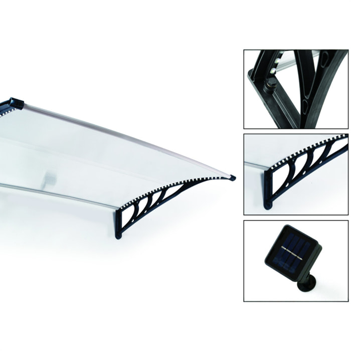 Marquise LED - Panneaux transparents / Potences noires / LEDs blanches