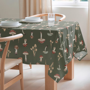 Mantel estampado antimanchas AMANITA VERDE
