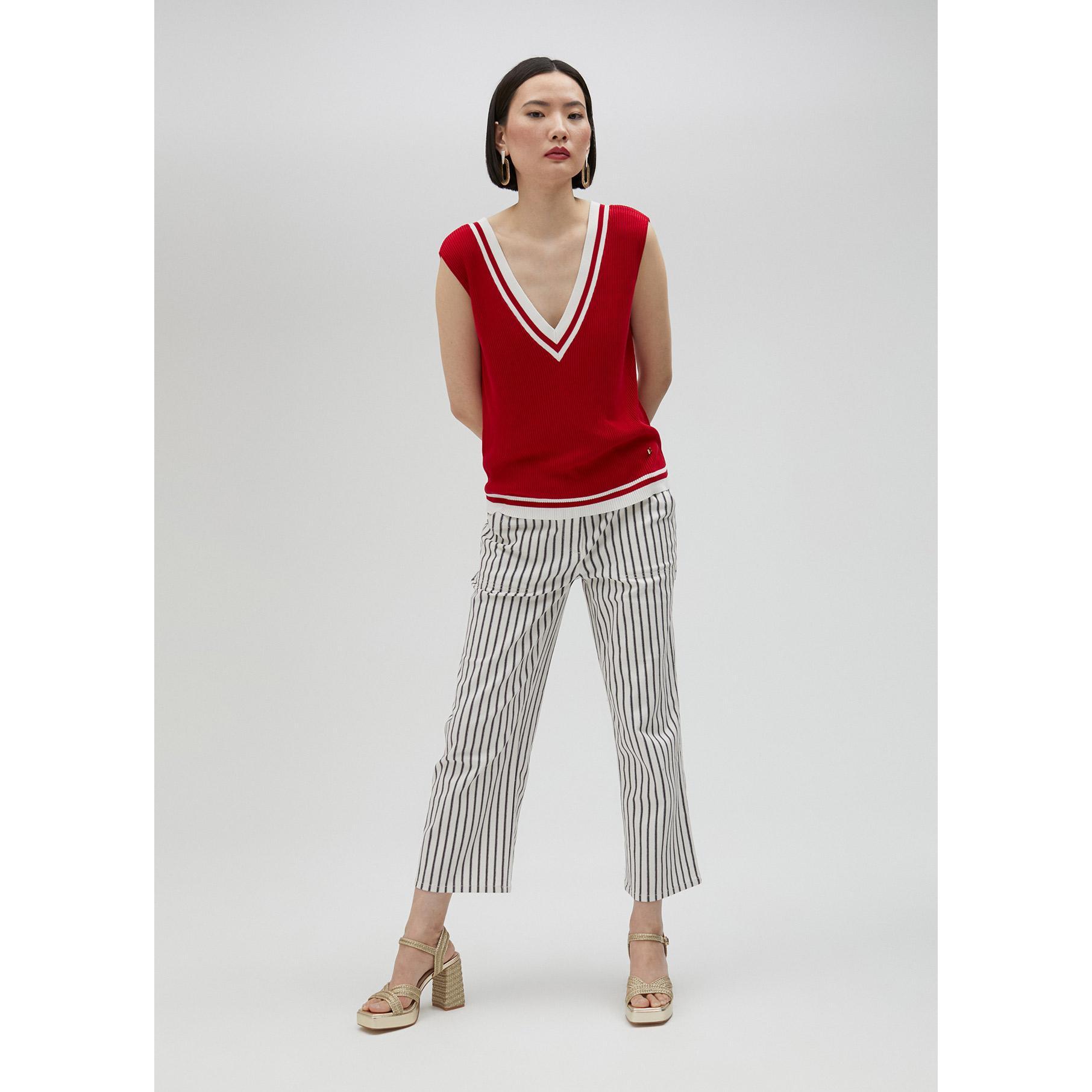Top in maglia bicolore