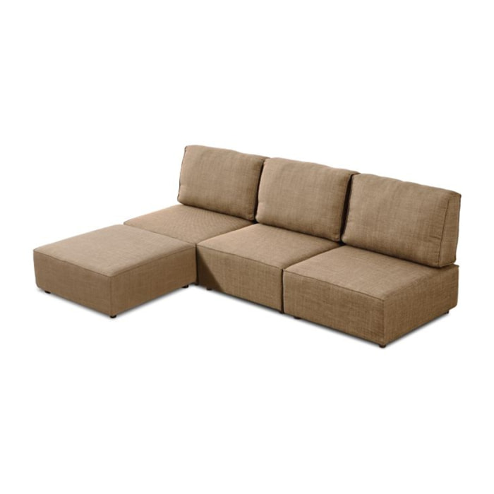 Sofá modular con chaiselongue 3 plazas Cubiq Beige