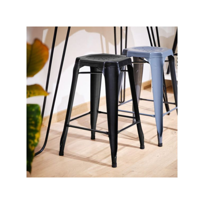 Tabouret de bar en métal noir ou gris au style industriel - STEAL