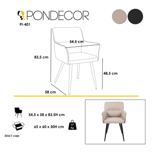 Set de 2 butacas – Tejido marrón y polipiel trasera