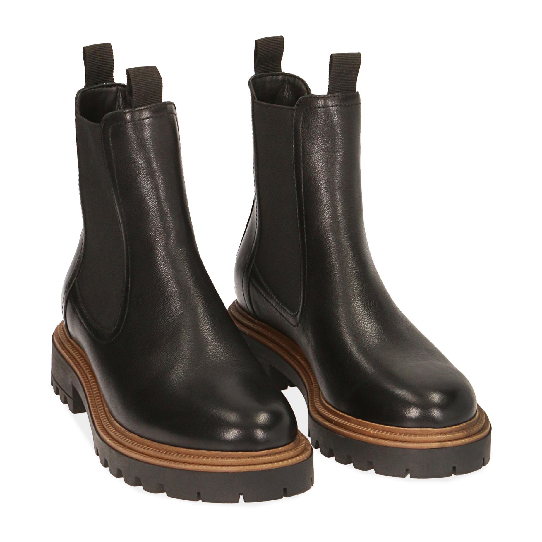 Chelsea boots nero/marroni in pelle