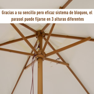 Sombrilla para Terraza de Poliéster Madera 2,5x2,25m Crema