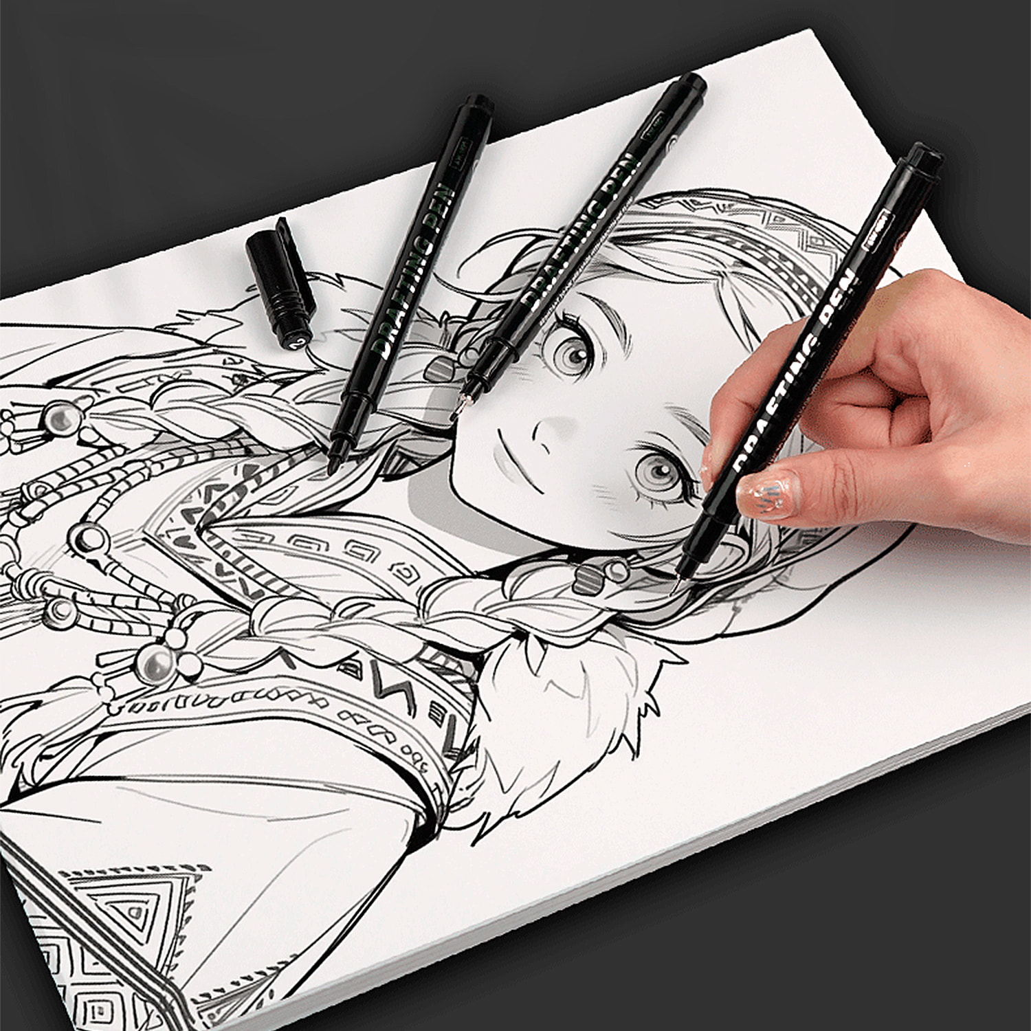 Rotuladores fineliner con puntas surtidas, 6 bolígrafos negros con micro delineador (0,2 mm-0,6 mm), bolígrafos de dibujo técnico, bolígrafos de ilustración