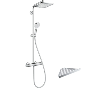 Colonne de douche thermostatique HANSGROHE Crometta E 240 chromé + tablette AddStoris