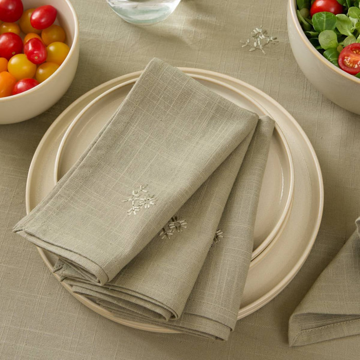 4 serviettes de table Joy 40x40cm vert kaki