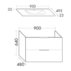 Meuble vasque 90 cm BURGBAD Olena chêne clair