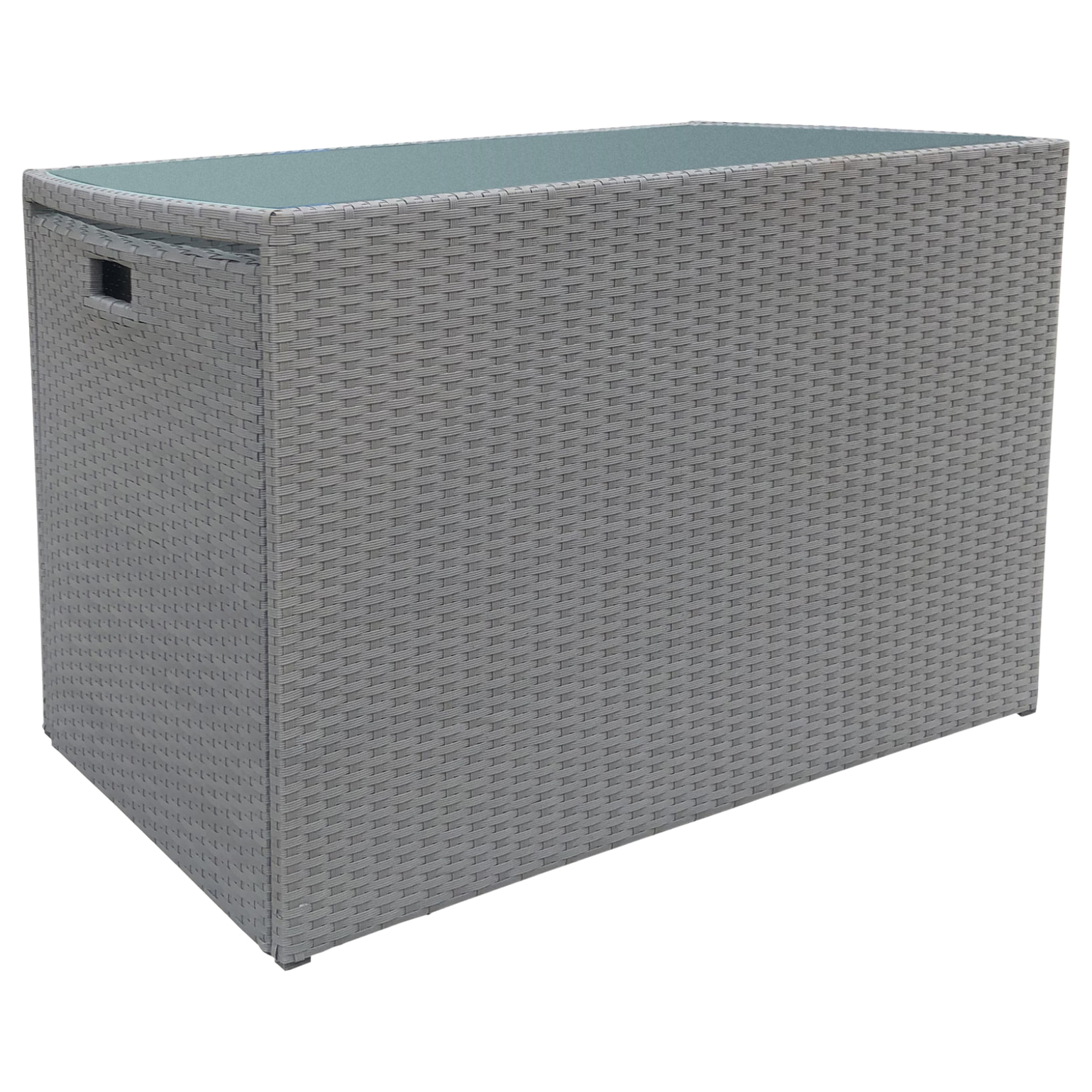 Salon de jardin encastrable SANTORIN en résine tressée grise 2 places - coussins gris