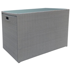 Salon de jardin encastrable SANTORIN en résine tressée grise 2 places - coussins gris