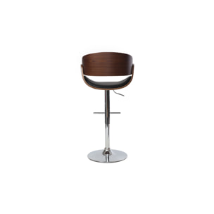 Tabouret de bar design réglable noir et bois foncé BENT