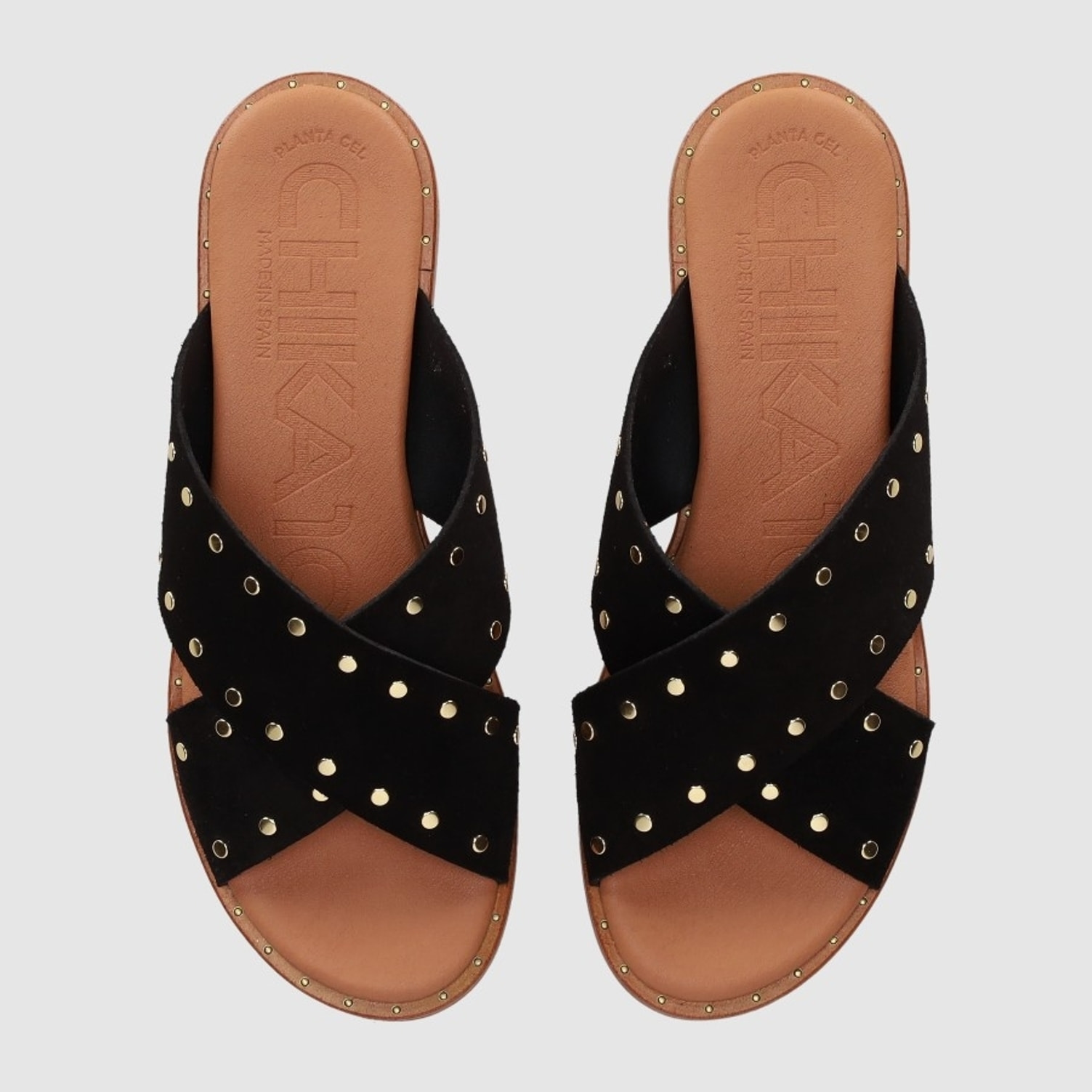 Sandalias de Serraje - Negro - Tacón: Bajo