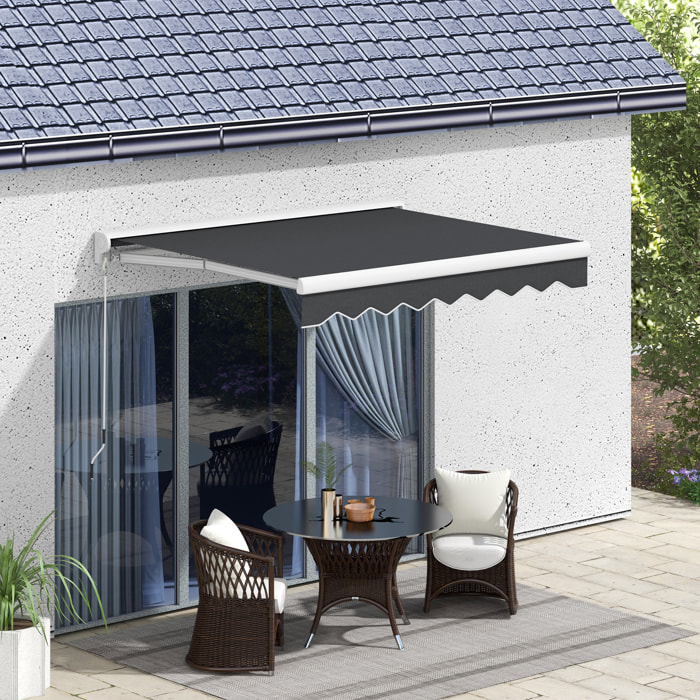 Toldo Eléctrico Retráctil y Manual con Mando a Distancia 2,5x2 m Toldo de Exterior Terraza Enrollable con Manivela y Marco de Aluminio para Jardín Puerta Ventana Gris
