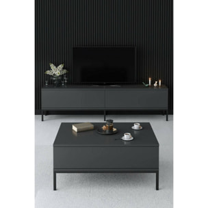 Mobile porta TV Dpetrell, Credenza da soggiorno, Armadio basso per TV, Base parete attrezzata, 180x30h47 cm, Antracite e Nero