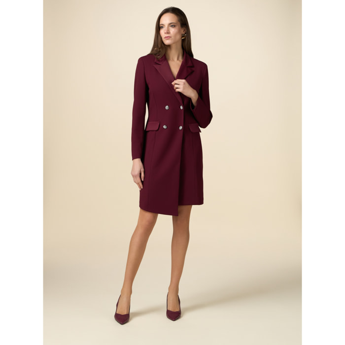 Oltre - Double-breasted coat dress with jewel buttons - Burgundy