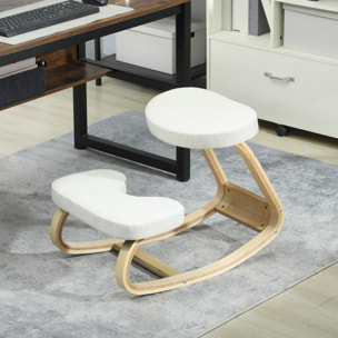 Siège ergonomique - siège assis-genoux - chaise assis genoux grand confort - bois bouleau tissu beige clair