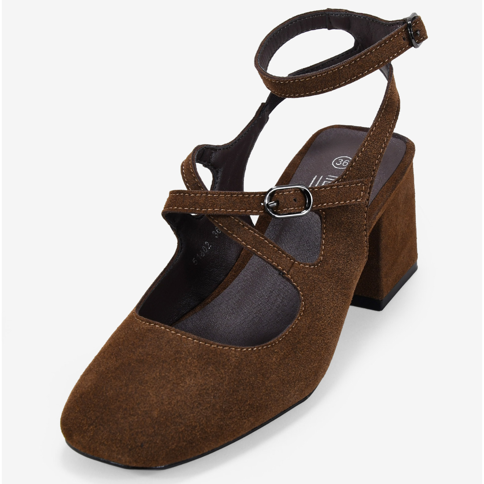 Zapatos Mary Jane marrones en piel con tacón