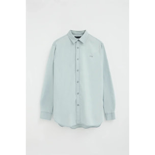 Camicia in tencel celeste con regular fit e logo Polo Club