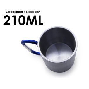 Bastic tazza in acciaio inox da 210ml di capacità con corpo a finitura lucida e manico a moschettone
