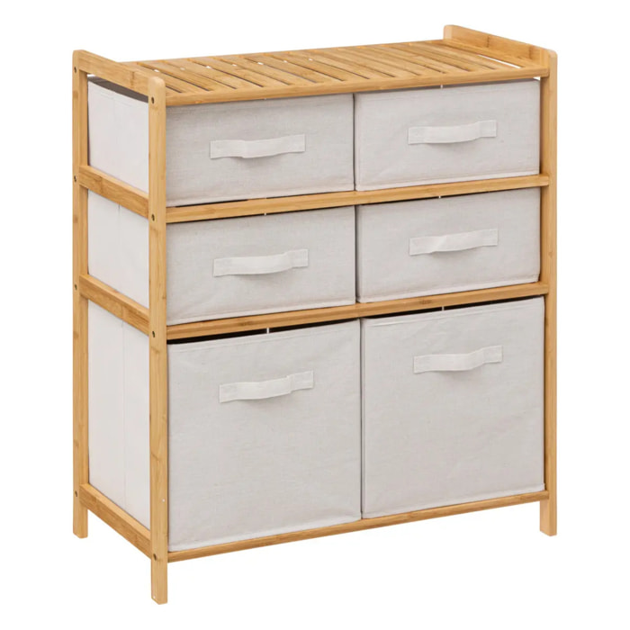 Meuble étagère avec 6 paniers "Tidy box" bambou