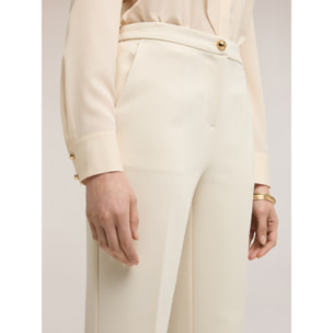 Motivi - Pantaloni flare in tessuto armaturato - Bianco