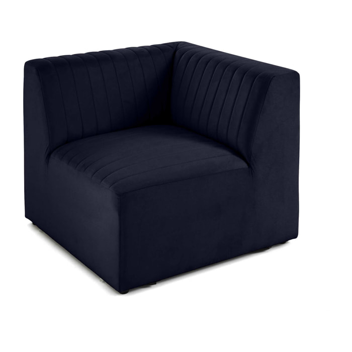 Nova - module d'assise d'angle réversible - en velours - Bleu marine