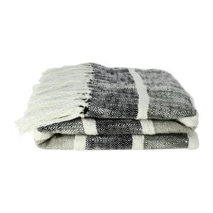 Plaid en coton et polyester noir et gris 150cm SERRA