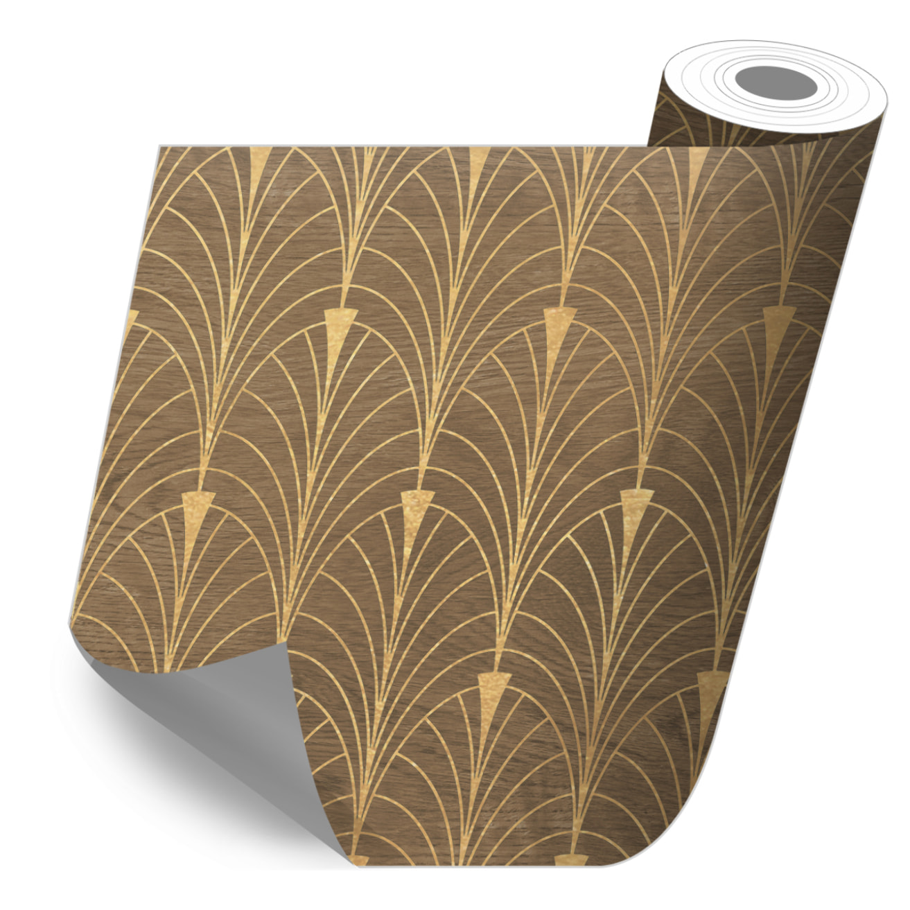 Stickers adhesivos de CERAMIKO - Madera y art-decó dorado 80x210