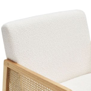 Fauteuil en cannage et tissu bouclé - MANI