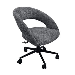 Fauteuil de bureau pivotant 360° tissu bouclette et roulettes - LEON