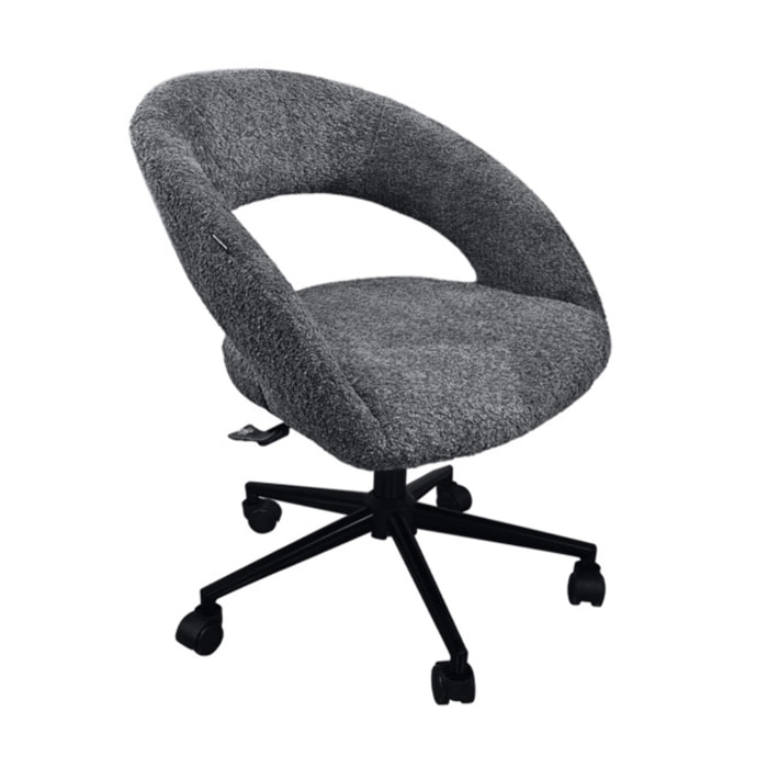Fauteuil de bureau pivotant 360° tissu bouclette et roulettes - LEON