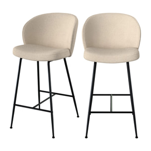 Lot de 2 chaises pour îlot central 66 cm en tissu bouclé beige - Groom