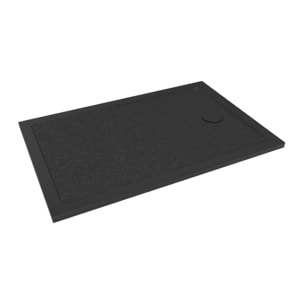 100x80 cm receveur de douche en marbre coulé, Swiss Aqua Technologies Project, sans siphon ni pieds, noir mat (SATSVPRO10080CA)