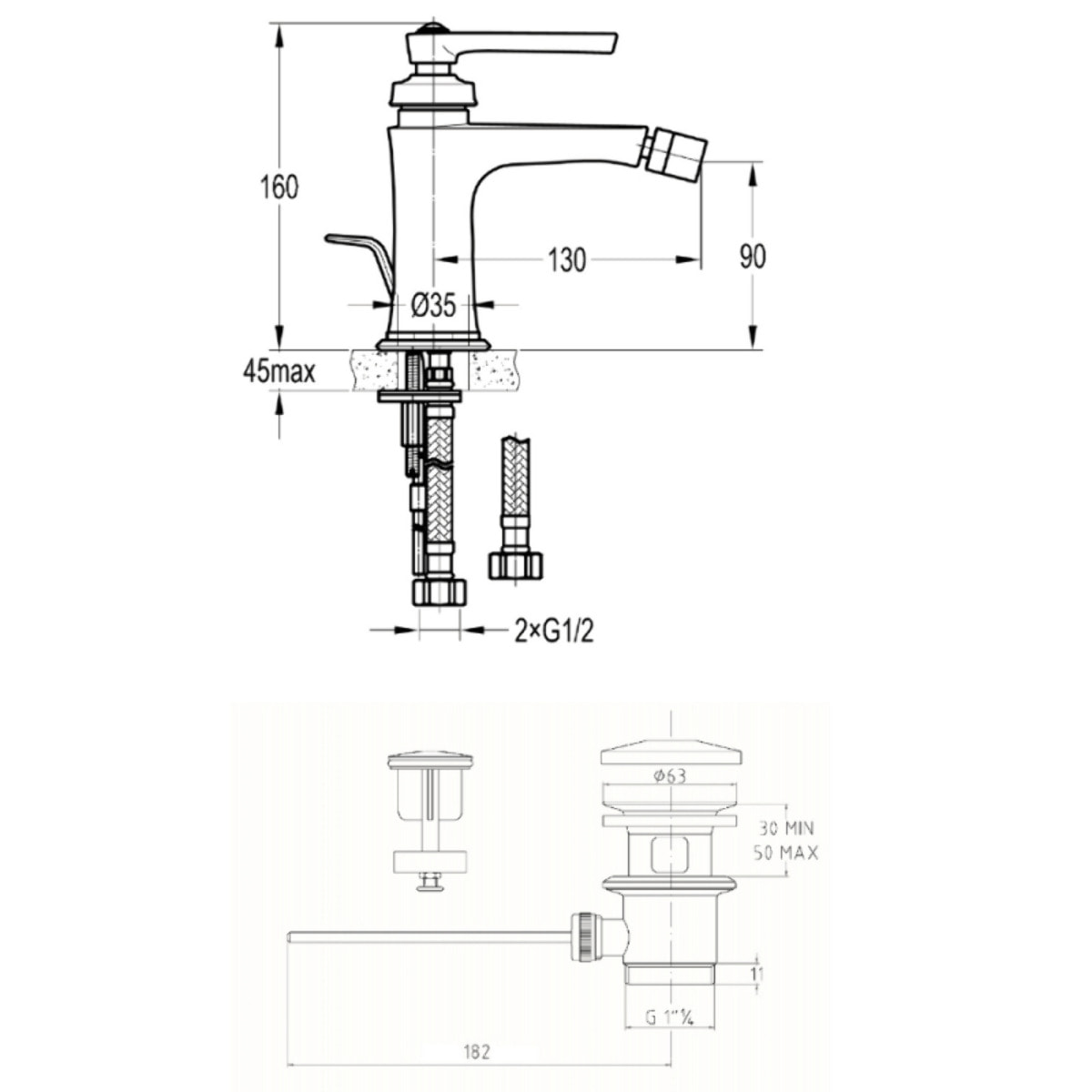 Mitigeur bidet PAINI Lady's Auburn