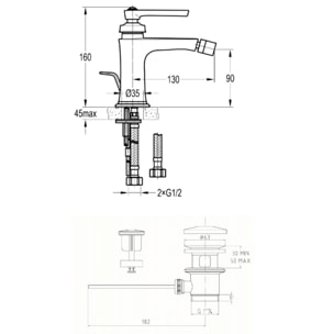 Mitigeur bidet PAINI Lady's Auburn
