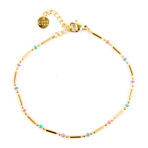 Pulsera de Cristal Multicolor acabada en oro amarillo de 18k