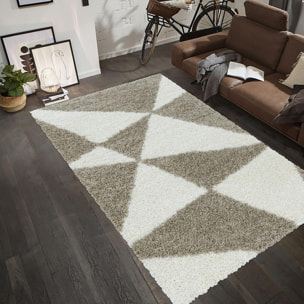 Tapis shaggy tissé motif géométrique MERA