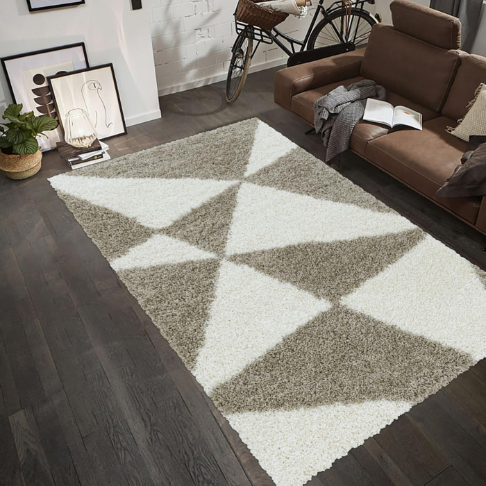 Tapis shaggy tissé motif géométrique MERA