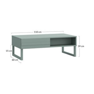 Sofia - table basse - vert sauge mat - 1 niche - 110 cm - Vert sauge