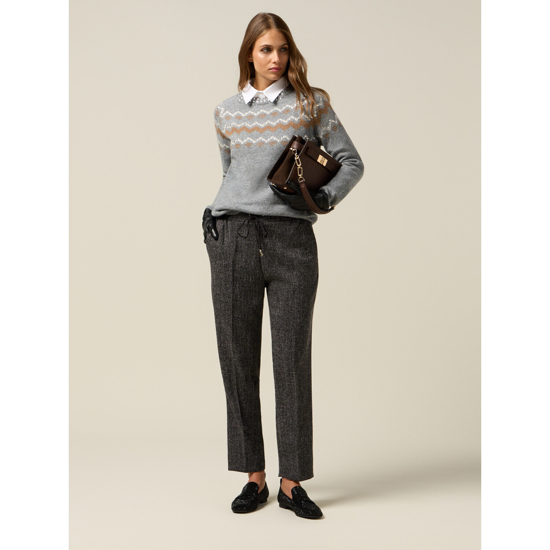 Oltre - Joggers in tessuto mélange - Grigio