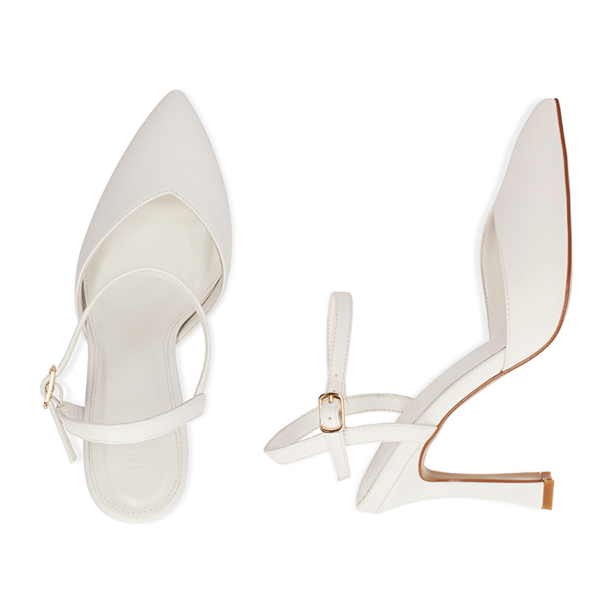 Slingback bianche, tacco 9,5 cm