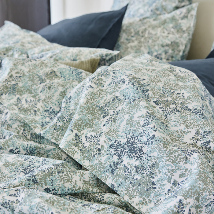 Drap plat en percale de coton, BRUME VÉGÉTALE