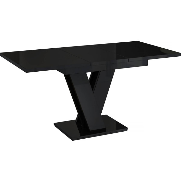 Table repas extensible "Masiv" - 120/160 x 80 x 75 cm - Noir brillant